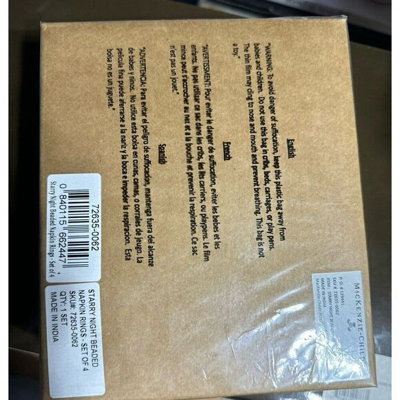 MacKenzie Childs Starry Night Beaded Napkin Rings, Set of 4 - Picture 5 of 5